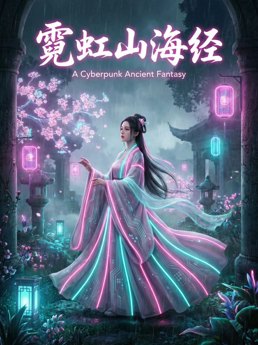蓝香导航 古风奇缘短剧 - 霓虹山海经海报